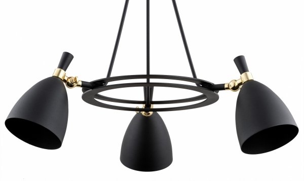 Nowoczesny żyrandol loftowy metalowy czarny 3-płomienny ring do pokoju młodzieżowego do salonu restauracji CHARLOTTE 6149 Argon