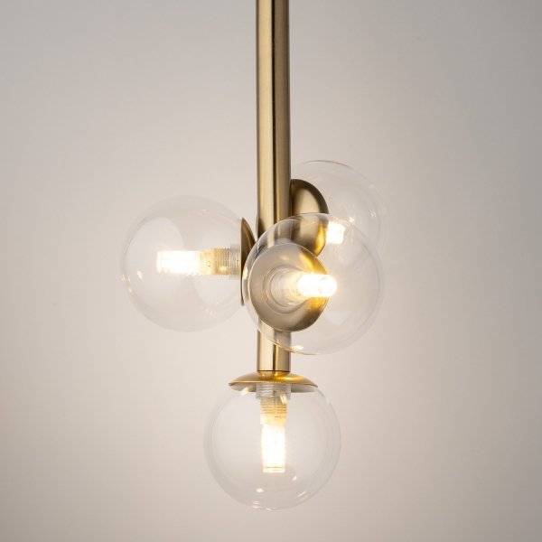Lampa wisząca sufitowa Perla Lux 4 Sigma 40853 złoty szczotkowany/ transparentny
