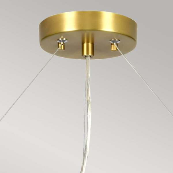 Lampa wisząca 66 cm Pearce 5 źródeł światła postarzany mosiądz jedwabny abażur minimalistyczna DL-PEARCE26-5LT-IV-AB ELSTEAD LIGHTING