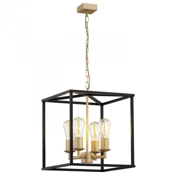 Lampa Wisząca Loft Czarna Ramka Złoty Środek MONZANO 1824 ARGON