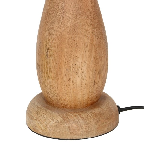 Nowoczesna lampa stołowa nocna drewniana abażur z juty kolor naturalny rystykalna boho industrialna TOBA 567200130 Trio