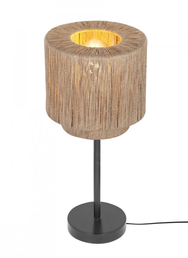 Nowoczesna lampa stołowa nocna metalowa abażur z juty kolor naturalny rystykalna boho industrialna SMILLA 566800136 Trio