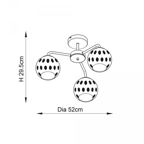 Plafon sufitowy mosiężny szklane klosze trzyramienny elegancki designerski klasyczny DIMPLE 91968 ENDON