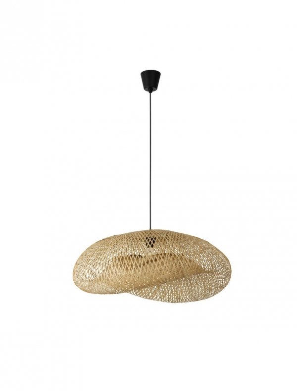 Lampa wisząca bambusowa pleciona kolor naturalny owalna boho rystykalna industrialna nad stół do salonu sypialni NULVERO LE45366 Luces Exclusivas