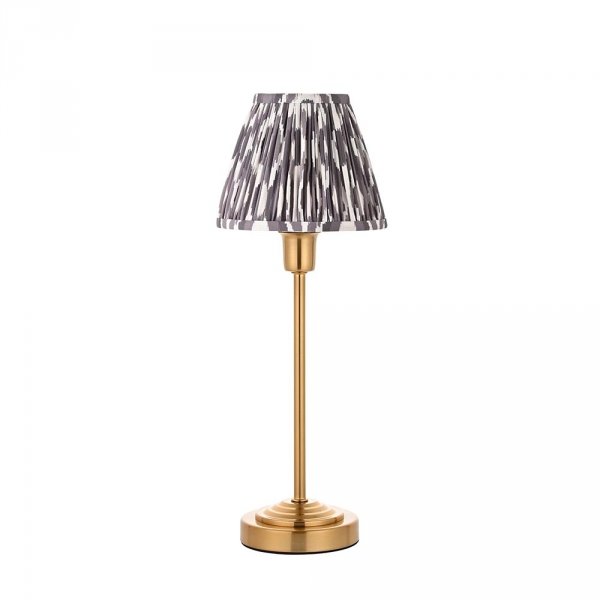 Klasyczna lampka stołowa nocna abażurowa mosiężna kolorowa minimalistyczna uniwersalna Rise &amp; Ikat 120754 ENDON