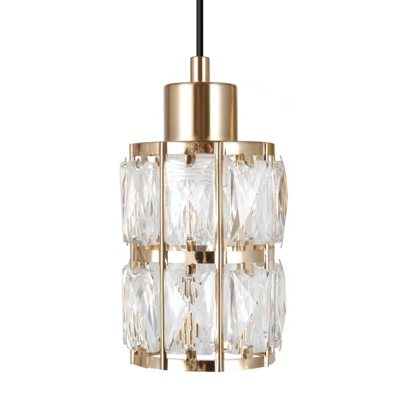 Złota kryształowa lampa wisząca pojedyncza do salonu nad stół glamour Alma Italux PND-40668-1-HBR