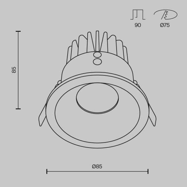 Lampa wbudowana wpuszczana w sufit LED aluminiowa biała okrągła Zoom MAYTONI DL034-L12W4K-W