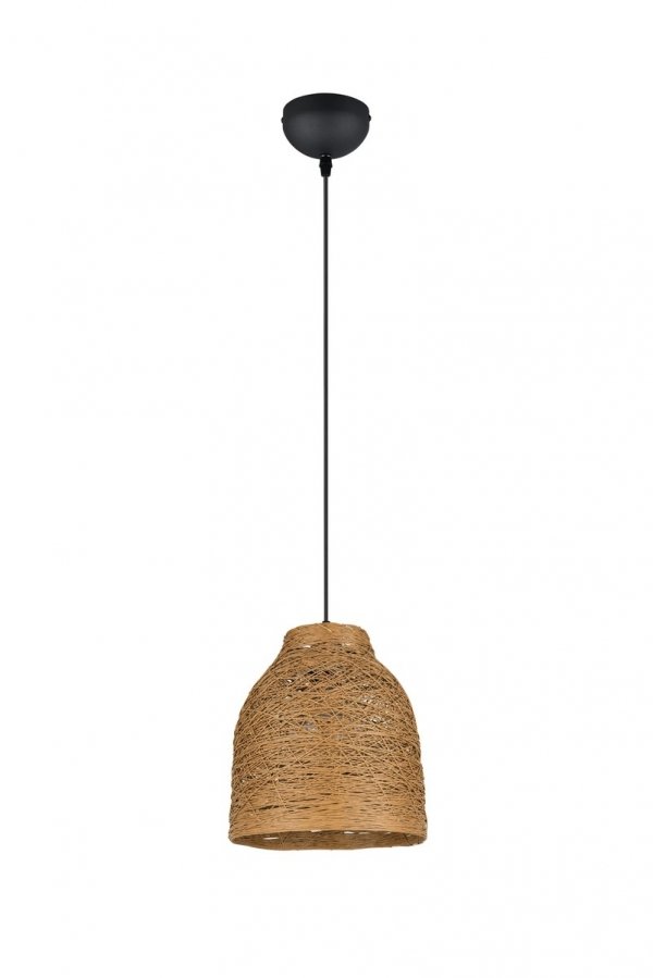 Lampa wisząca pleciona z przędzy brązowa owalna boho rystykalna industrialna minimalistyczna nad stół do salonu sypialni JOELINE R31731026 Rl