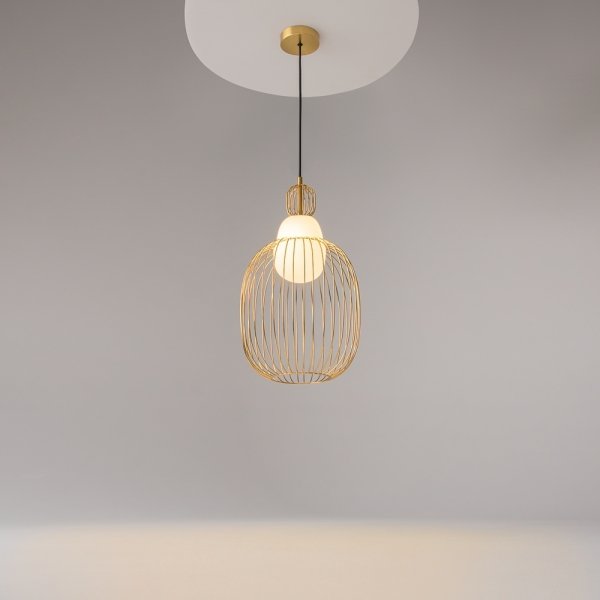 Nowoczesna designerska lampa wisząca podłużna metalowa mosiądz Levitation MAYTONI MOD376PL-01G1