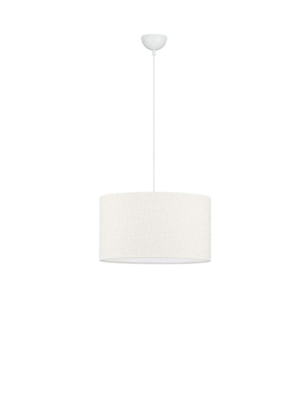 Lampa wisząca biała lniany abażur okrągły 40cm uniwersalna minimalistyczna dekoracyjna Luces Exclusivas