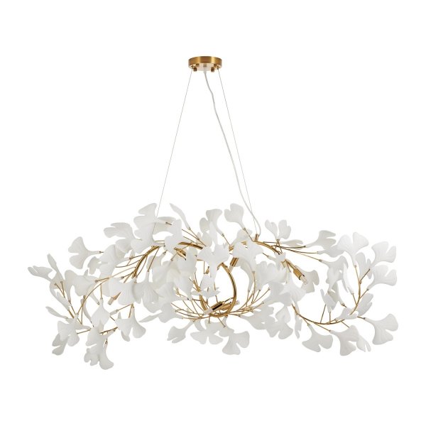  Dekoracyjna nowoczesna biała lampa wisząca ceramiczne listki 7 źródeł światła podłużna designerska boho BOTANIKA XY080P-120 Step Into Design
