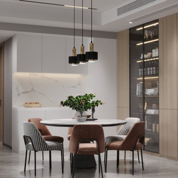 Nowoczesna lampa wisząca potrójna Rif Lux Sigma 40720 czarny/ złoty nad stół salonowa