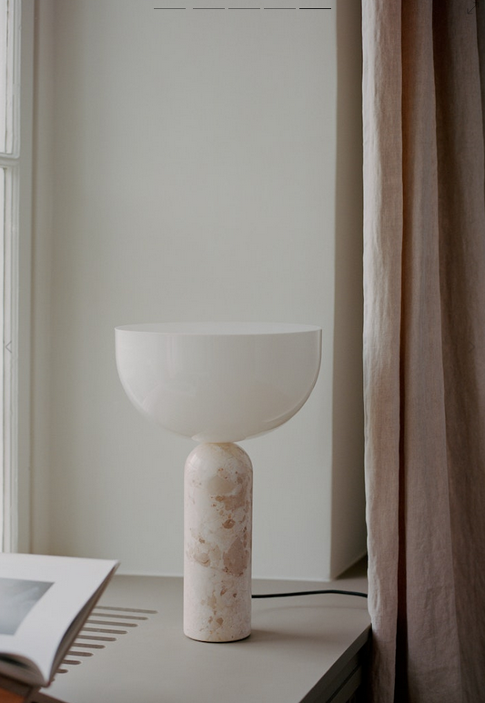 Lampka stołowa nocna półokrągła biały marmur nowoczesna designerska dekoracyjna na komodę 45cm Kizu 20415 New Works