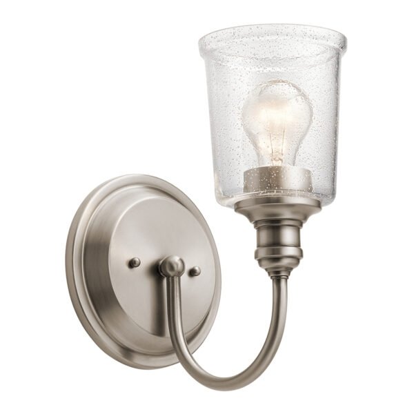Kinkiet Waverly - 1 źródło światła - Klasyczny pewter Szkło z bąbelkami powietrza nowoczesny minimalistyczny uniwersalny KL-WAVERLY1-CLP KICHLER
