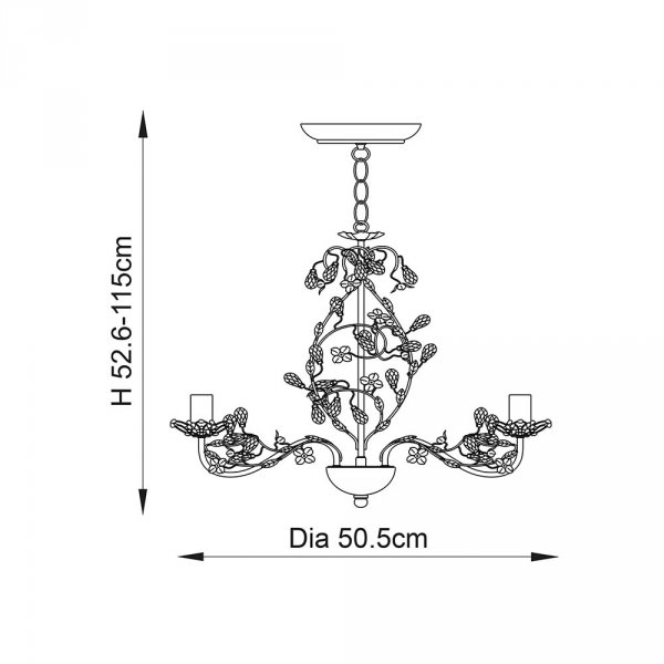 Lampa wisząca dworkowa świecznikowa kwiatowa designerska klasyczna dekoracyjna LULLABY-5CR ENDON