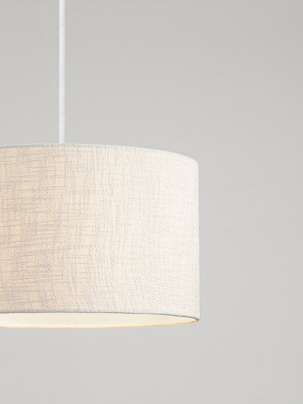 Lampa wisząca biała lniany abażur okrągły 40cm uniwersalna minimalistyczna dekoracyjna Luces Exclusivas
