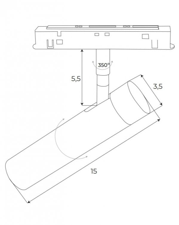 Reflektor do szynoprzewodu magnetycznego LED biała tuba minimalistyczna nowoczesna regulowana On-Off M0033N MAXLIGHT