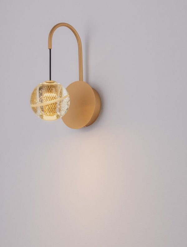 Oryginalny Złoty Kinkiet Szklana Kula w Stylu Art Deco LUCES EXCLUSIVAS CUYO LE44211