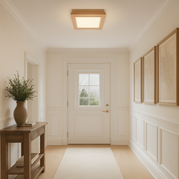 Lampa sufitowa plafon kwadratowy 32cm drewniany klasyczny nowoczesny minimalistyczny beżowy TABOR 7267 Argon