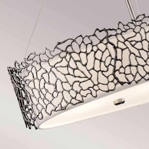 Lampa wisząca Silver Coral - 4 źródła światła Klasyczny pewter koralowy metalowy wzór okrągła nowoczesna organiczny design KL-SILVER-CORAL-ISLE KICHLER