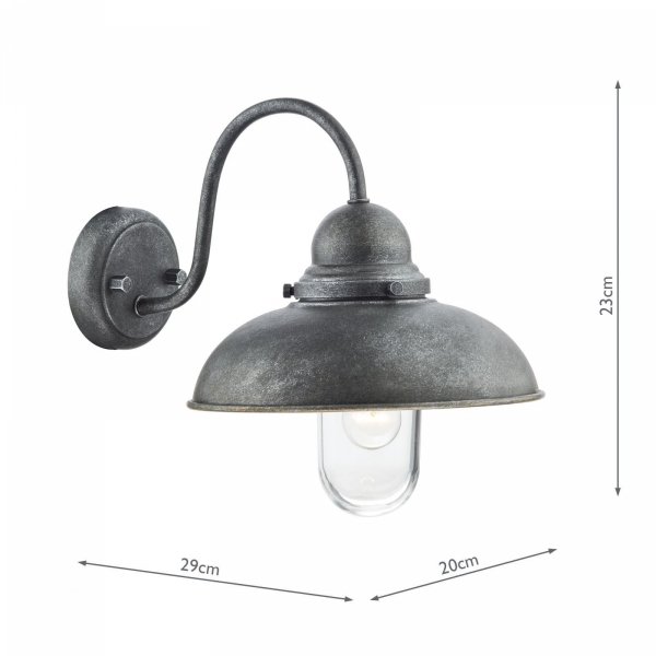 Ogrodowy Kinkiet Ścienny Vintage Szary Klosz DYNAMO DYN0737 DAR LIGHTING