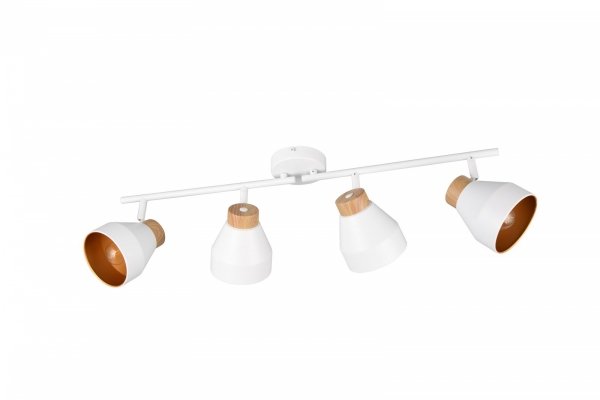 Nowoczesny plafon lampa sufitowa 4-płomienna biała regulowana klasyczna uniwersalna metalowa drewniany dekor VALENTIN R81924031 Rl