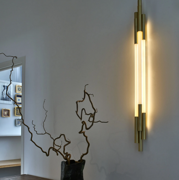 Lampa ścienna szklana z dekoracyjnych rurek 105cm złota designerska dekoracyjna ORG W 1050 DCW Editions