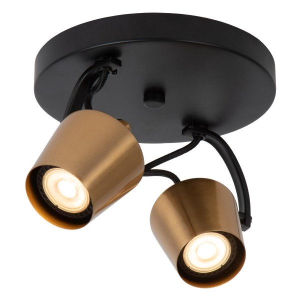 Nowoczesny plafon lampa sufitowa czarno-złota regulowana podwójna na wysięgniku uniwersalna minimalistyczna metalowa EMILE 51901/02/02 Lucide