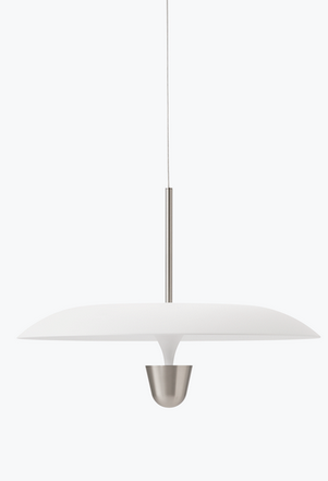 Lampa wisząca owalna aluminiowa biała 55cm minimalistyczna klasyczna uniwersalna nowoczesna Kantarell 22121 New Works