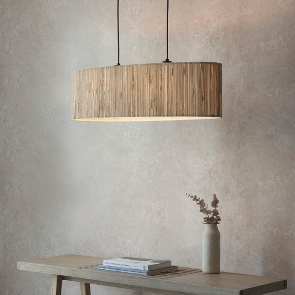 Lampa wisząca podłużna z trawy morskiej boho designerska naturalna rustykalna Longshore 101692 ENDON