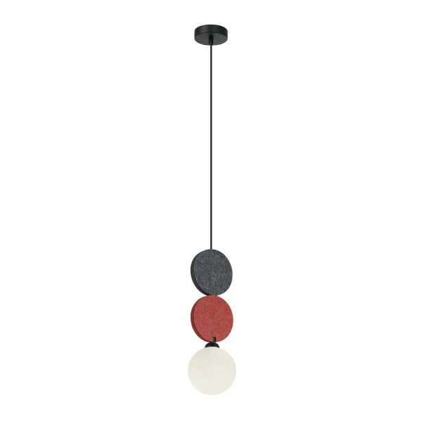 Nowoczesna lampa wisząca kula Andrea Italux PND-59779A-1S-MLTI czarny/szary/czerwony