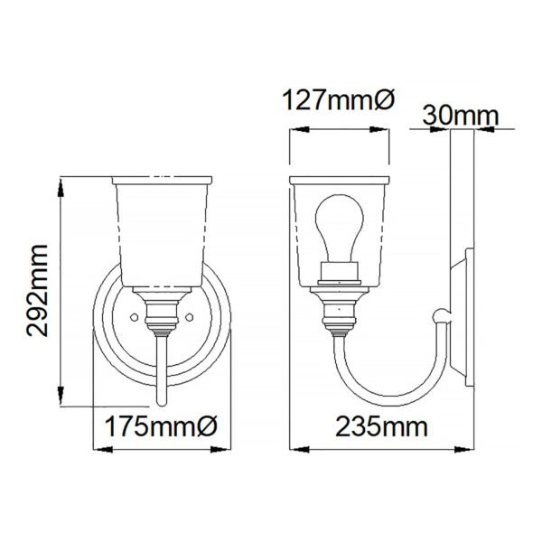 Kinkiet Waverly - 1 źródło światła - Klasyczny pewter Szkło z bąbelkami powietrza nowoczesny minimalistyczny uniwersalny KL-WAVERLY1-CLP KICHLER