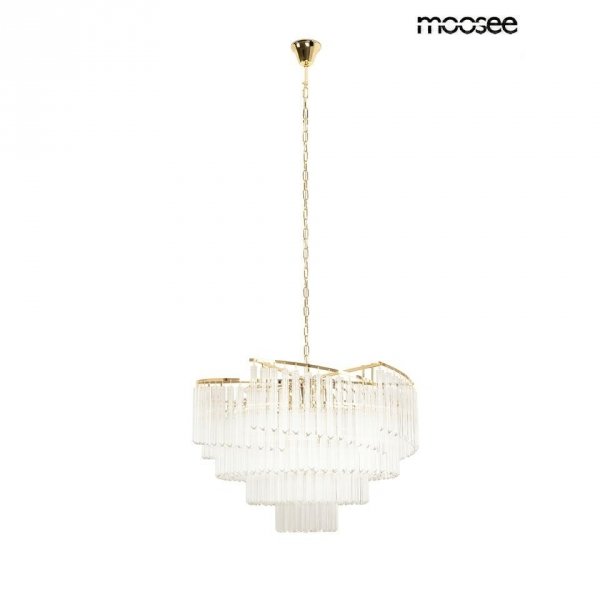 Złota lampa wisząca żyrandol do salonu w stylu glamour kryształowa LUMA 80 MSE1501100569 MOOSEE