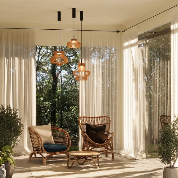 Nowoczesna lampa wisząca LED Maytoni Namiki MOD465PL-L12BK2 Drewniana jadalniana nad stół