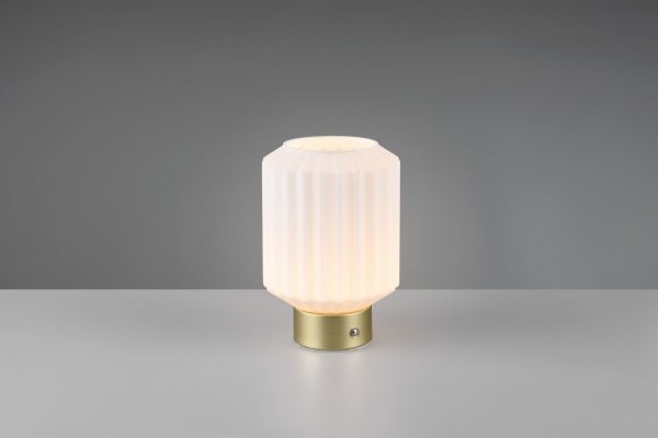 Dekoracyjna Lampka Stołowa LED W kolorze Mosiądz Szklany Klosz LORD R57761101 RL