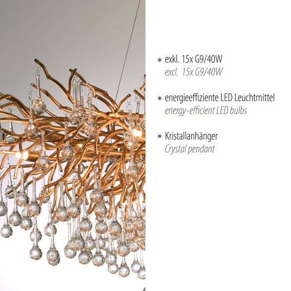 Lampa Wisząca ICICLE 2031-11 Zuma Line Złota | Nowoczesny Żyrandol 15xG9