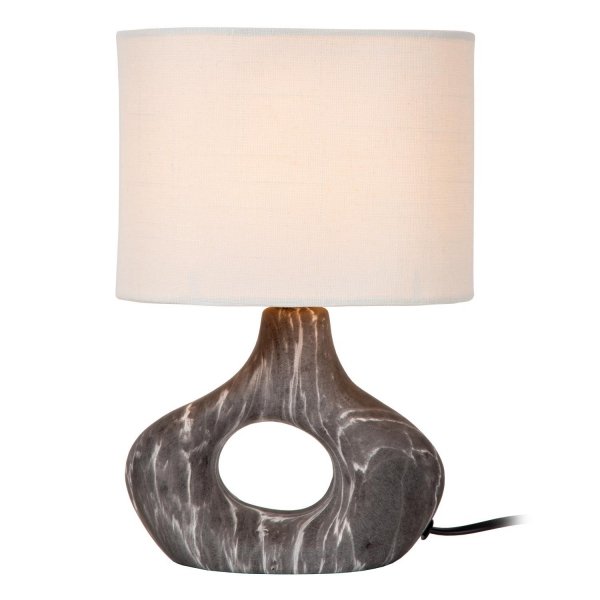 Dekoracyjna lampka stołowa ceramiczna podstawa z lnianym abażurem designerska nowoczesna na komodę TOMEO 47509/81/30 LUCIDE