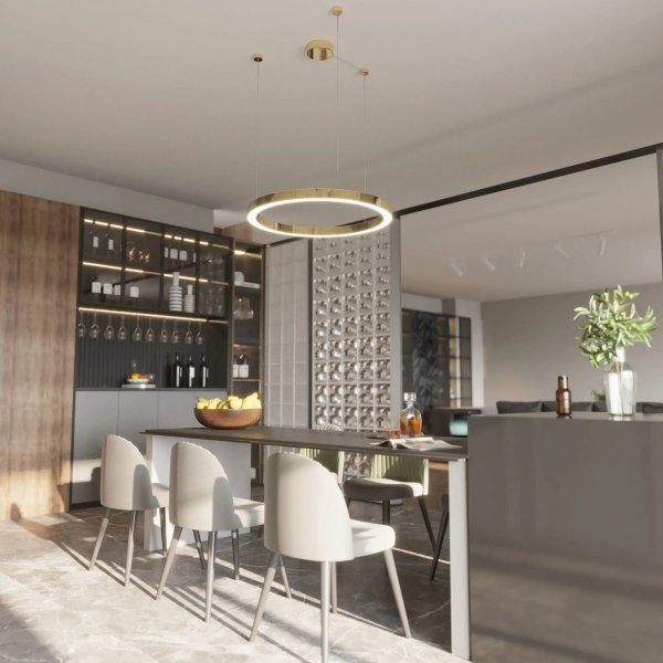 Lampa wisząca ring Aurum M Yaskr PL0116-901 złoty LED 3000K