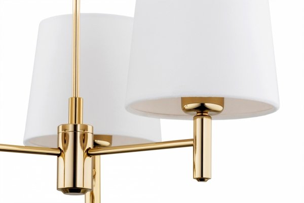 Żyrandol w kolorze złotym aksamitny biały abażur lampa wisząca 3 płomienna kwintesencja elegancji i stylu PONTE PLUS 6110 Argon 