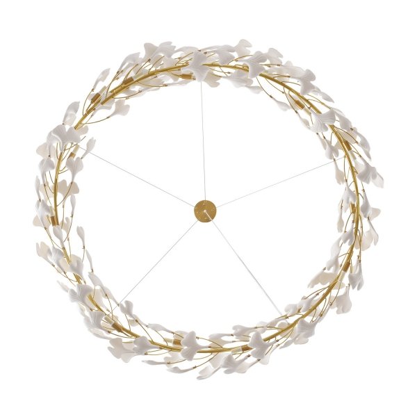 Dekoracyjna nowoczesna biała lampa wisząca ceramiczne listki 15 źródeł światła okrągła designerska boho BOTANIKA XY080P-150 Step Into Design