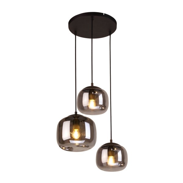 Lampa wisząca potrójna szklana okrągła dekoracyjna czarna w nowoczesnym stylu minimalistyczna Calto PND-67705-3-BK-SG Italux
