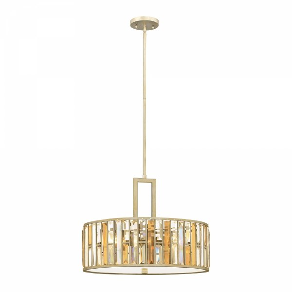 Lampa wisząca Gemma 3 źródła światła płatki srebra bursztynowe kryształy glamour okrągła HK-GEMMA-P-C-SL HINKLEY