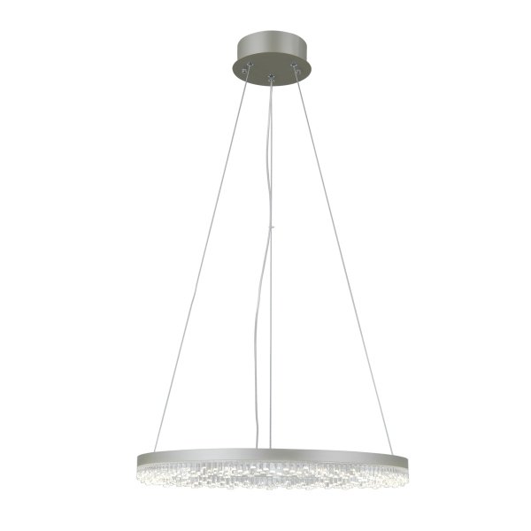 Lampa wisząca okrąg z kryształkami 50cm LED srebrny dekoracyjna w nowoczesnym stylu zmiana barwy światła Barlo PND-34526-M-SILV Italux