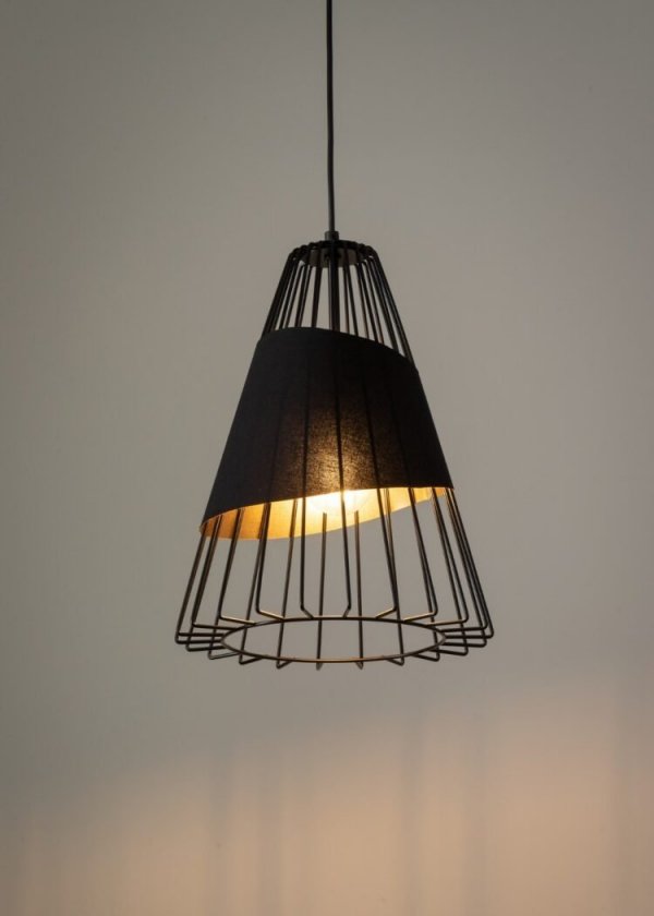 Lampa wisząca Druciana abażur Czarno-złoty Sigma Deni L 40535
