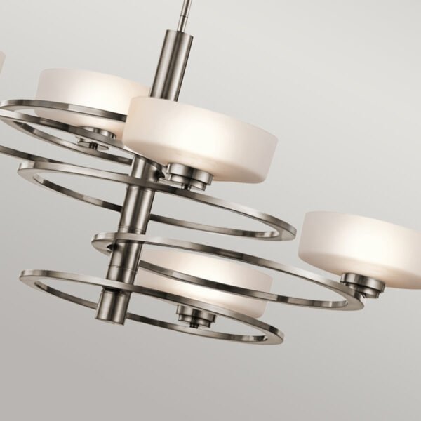 Żyrandol Aleeka - 5 źródeł światła Klasyczny pewter owalne szklane klosze ringi pierścienie nowoczesny elegancki możliwość ściemniania KL-ALEEKA5B KICHLER
