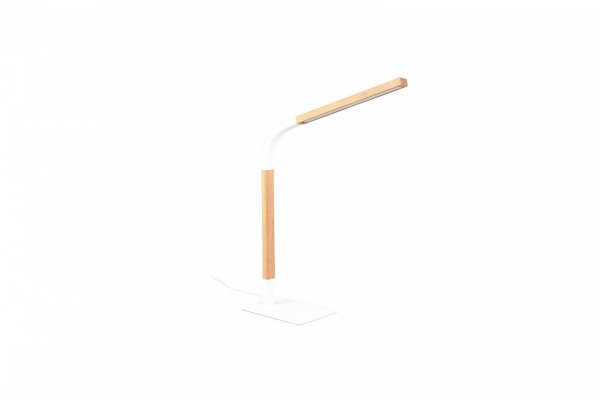 Nowoczesna Biała Dekoracyjna Lampka Stołowa LED Drewniana NORRIS 545210131 TRIO