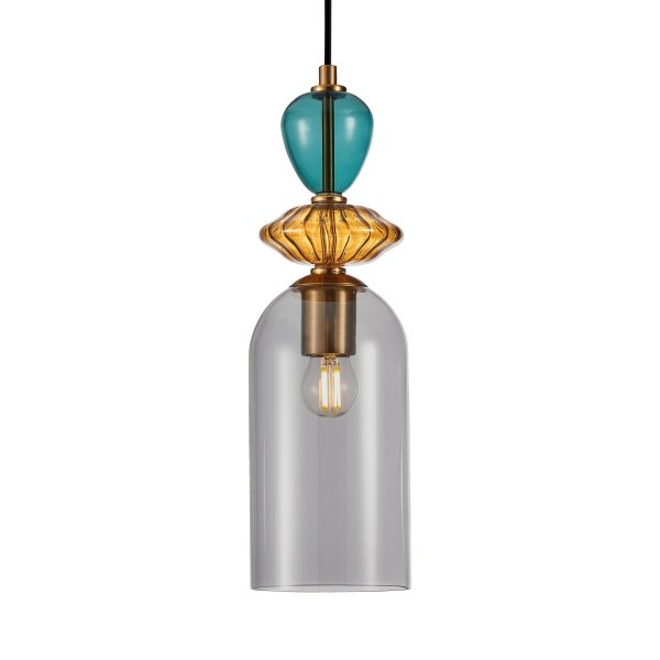 Designerska Lampa Wisząca Szklane Wielokolorowe Klosze BUSCO PND-30263-3A-BRO-SG ITALUX
