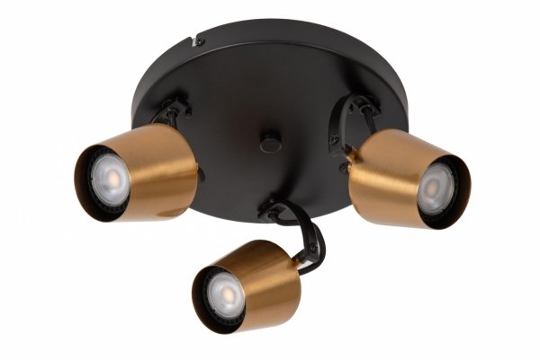 Nowoczesny plafon lampa sufitowa czarno-złota regulowana potrójna na wysięgniku uniwersalna minimalistyczna metalowa EMILE 51901/13/02 Lucide