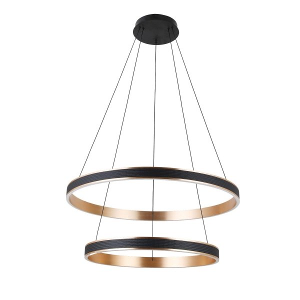Lampa wisząca okręgi LED Azzardo RIO 50+70 3-STEP DIMM BK/GO nowoczesny żyrandol ring do salonu