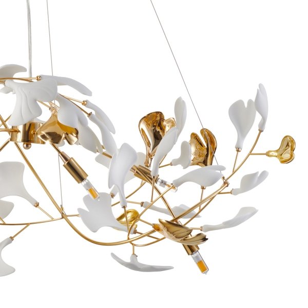 Dekoracyjna nowoczesna lampa wisząca ceramiczne listki dekoracyjna do salonu BOTANIKA XY080P-L1000 gold Step Into Design